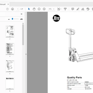 BT Forklift BT L20Z/BT L20L Quality Parts Manual 2400000 - PDF