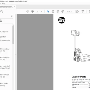 BT Forklift BT L23X; BT L23QX; BT L23UX; BT L23UQX Quality Parts Manual