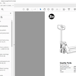 BT Forklift BT L30 BT L30O / 12 Quality Parts Manual - PDF DOWNLOAD