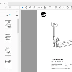 BT Forklift BT L30/BT L30O/BT L30X Quality Parts Manual - PDF