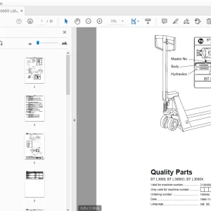 BT Forklift BT L3000;BT L3000O;BT L3000X Quality Parts Manual 2138660AA - PDF