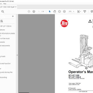 BT Forklift BT LST 1350 BT LST 1350-8 Operator`s Manual -  PDF DOWNLOAD