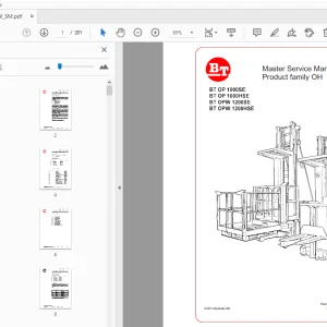 BT Forklift BT OP 1000SE BT OP 1000HSE BT OPW 1200SE Master Service Manual - PDF