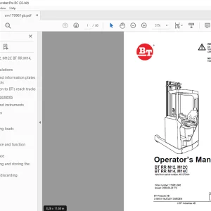 BT RR M12, M12C, M14, M14C Forklift Operator’s Manual - PDF DOWNLOAD