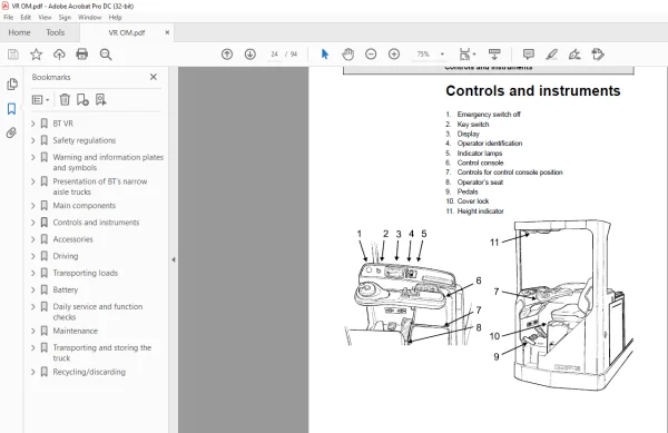 BT Forklift BT VR Operator’s Manual SN401497AA PDF – HeyDownloads ...