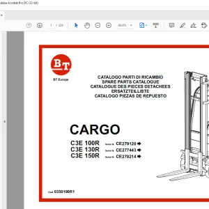 BT Forklift C3E 100R C3E 130R C3E 150R CARGO SPARE PARTS CATALOGUE Manual