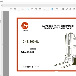 BT Forklift C4E 160NL SPARE PARTS CATALOGUE Manual - PDF DOWNLOAD