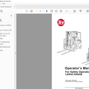 BT Forklift CARGO RANGE Operator’s Manual  - PDF DOWNLOAD