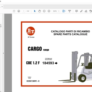 BT Forklift CBE 1.2F Cargo Range Parts Manual  - PDF DOWNLOAD