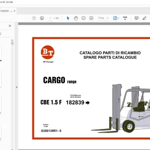 BT Forklift CBE 1.5 F Cargo Range Spare Parts Catalogue Manual - PDF DOWNLOAD