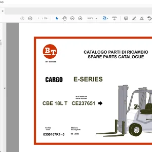 BT Forklift CBE 18L T Cargo E-Series Spare Parts Catalogue Manual