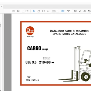 BT Forklift CBE 3.5 CARGO range Quality Parts Manual