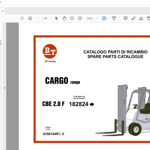 BT Forklift CBE2.0F Cargo Range Spare Parts Catalogue Manual