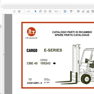 BT Forklift CBE45 Cargo E-Series Spare Parts Catalogue Manual