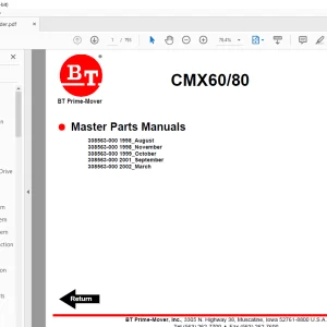 BT Forklift CMX60/80 Master Parts Manual - PDF DOWNLOAD