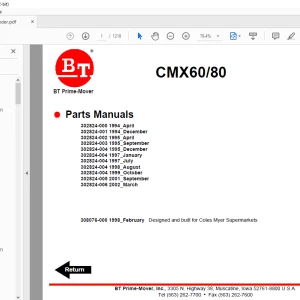 BT Forklift CMX6080 Parts Manual - PDF DOWNLOAD