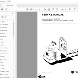 BT Forklift CMX60/80 CENTER CONTROL RIDER PALLET TRUCK Service Manual