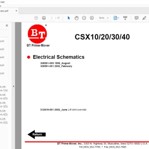 BT Forklift CSX10/20/30/40 Electrical Schematics Manual