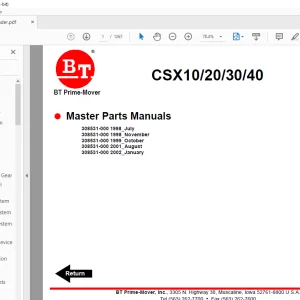 BT Forklift CSX10/20/30/40 Master Parts Manual - PDF DOWNLOAD