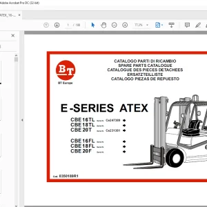 BT Forklift E-SERIES ATEX CBE16TL, CBE18TL, CBE20T, CBE16FL, CBE18FL, CBE20F Parts Manual