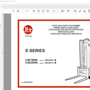BT Forklift E-SERIES C4E160NL C4E200NL SPARE PARTS CATALOGUE MANUAL