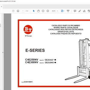 BT Forklift E-SERIES C4E250NV C4E300NV SPARE PARTS CATALOGUE MANUAL