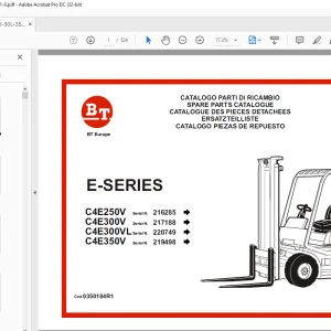 BT Forklift E-SERIES C4E250V  C4E300V C4E300VL C4E350V Parts Manual