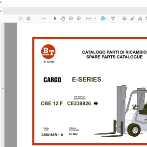 BT Forklift E-SERIES CBE 12 F Cargo Quality Parts Manual  - PDF DOWNLOAD