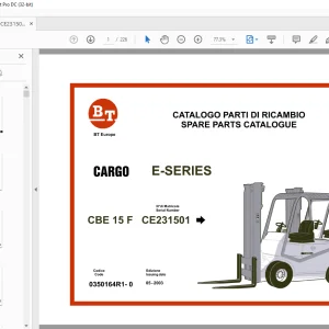 BT Forklift E-SERIES CBE 15 F Cargo Parts Manual - PDF DOWNLOAD