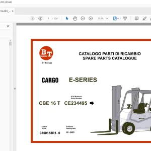 BT Forklift E-SERIES CBE 16 T Cargo Parts Manual   - PDF DOWNLOAD