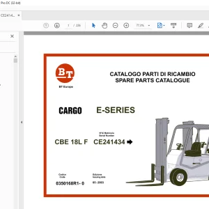 BT Forklift E-SERIES CBE 18L F SPARE PARTS Manual