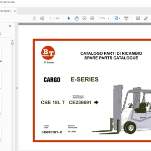 BT Forklift E-SERIES CBE 18L T CARGO SPARE PARTS Manual CE236691 - PDF DOWNLOAD