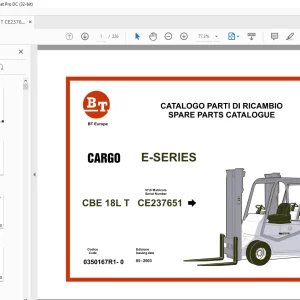 BT Forklift E-SERIES CBE 18L T CARGO SPARE PARTS Manual CE237651