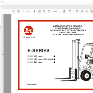 BT Forklift E-SERIES CBE 40 CBE 45 CBE 50 Parts Manual