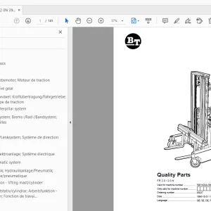 BT Forklift FR 2.0/2.0 N Quality Parts Manual 399142AA - 399180AA - PDF