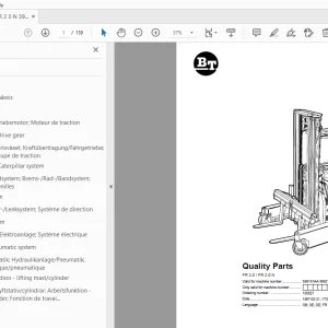 BT Forklift FR 2.0/FR 2.0 N Quality Parts Manual 399181AA - 399210AA - PDF