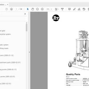 BT Forklift FR 2.7 Quality Parts Manual 399568AA - 399594AA - PDF