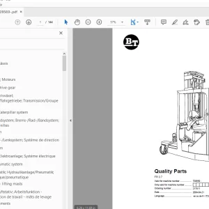 BT Forklift FR 2.7 Quality Parts Manual 709569 - PDF DOWNLOAD