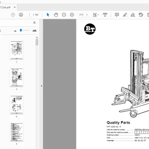 BT Forklift FRT 2000 SE/6 Quality Parts Manual 399076AA-399141AA - PDF