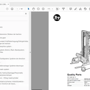BT Forklift FRT 2000 SE 6 Quality Parts Manual - PDF