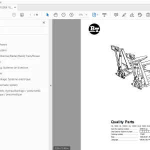 BT Forklift HL 1000;HL 1000X;HL 1000I;HLE 1000;HLE 1000X;HLE 1000 I Quality Parts Manual - PDF
