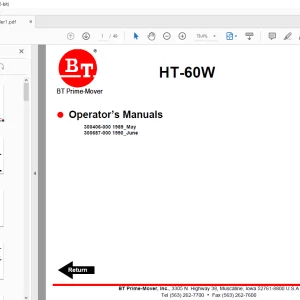 BT Forklift HT-60W Operator’s Manuals - PDF DOWNLOAD