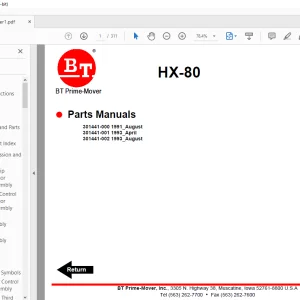 BT Forklift HX-80 Electric Low Lift Pallet Truck Parts Manual 9108 - PDF DOWNLOAD