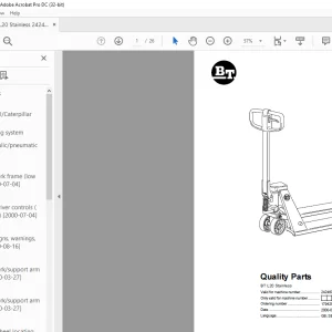 BT Forklift L20 Stainless Quality Parts Manual - PDF DOWNLOAD
