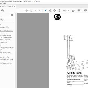  BT Forklift L2000 L2000Q L2000X L2000U L2000K L2000O L2000I L2000UQX L2000UX L2000UQX Parts Manual