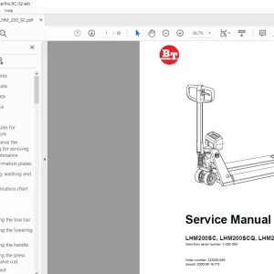 BT Forklift LHM200SC, LHM200SCQ, LHM200SCO Service Manual
