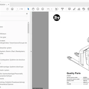 BT Forklift LPE240 Quality Parts Manual 6052654 - PDF DOWNLOAD