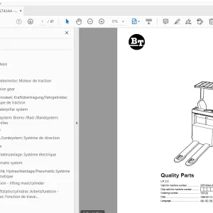BT Forklift LR 2.0 Quality Parts Manual 285743AA - 301533AA - PDF