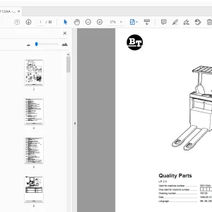 BT Forklift LR 2.0 Quality Parts Manual 320112AA - 350111AA - PDF