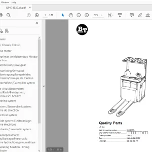 BT Forklift LR 2.0 Quality Parts Manual 354601AA - PDF